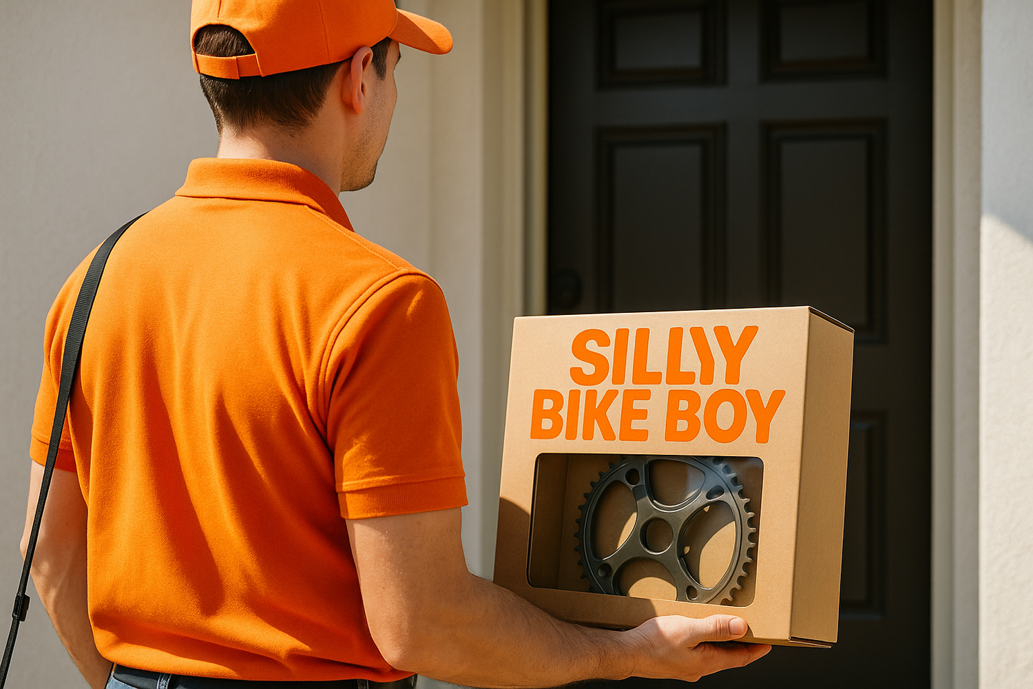 instead of box saying bike parts can it say "Silly Bike Boy" and the text be orange
